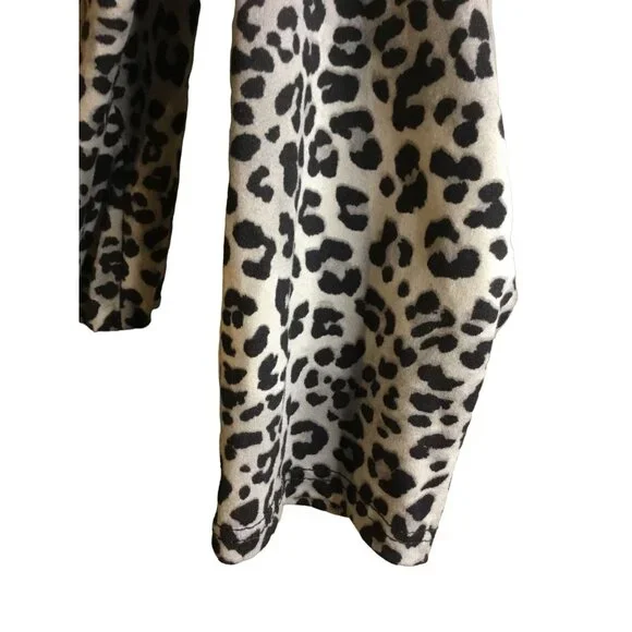 French Atmosphere Womens Leopard Print Long-Sleeve Top L Polyester/Spandex Made - Picture 9 of 12